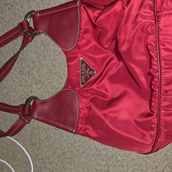 Prada Handbags - Prada nylon purse red